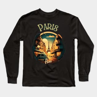 Paris France Travel Street Art - Retro Vintage Long Sleeve T-Shirt